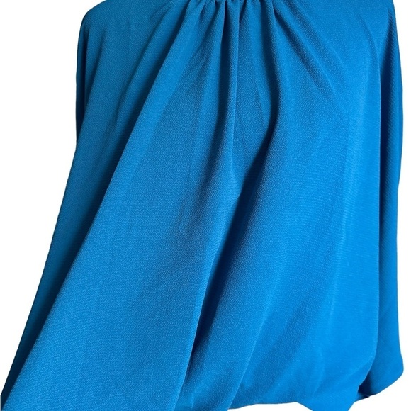 The Line of Style Blue Batwing Sleeve Collar Tie Back Size Small - Picture 6 of 17